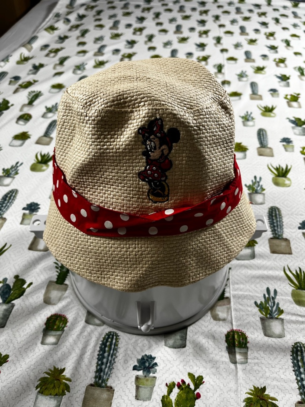 Disneyland Resort Straw Bucket Hat with Red Polka Dot Bow Minnie Mouse - Picture 3 of 11